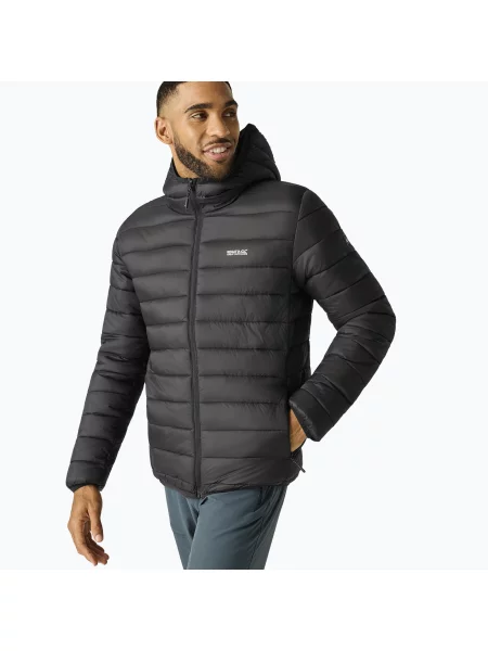 Geacă cu puf pentru bărbați REGATTA Hooded Marizion black/burnt henna negru