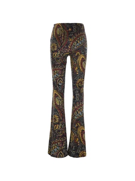 Pantaloni Etro cu imagine cu model paisley evazate negru