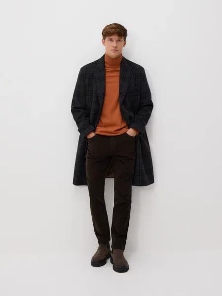 Reserved Вельветові штани slim темно коричневий