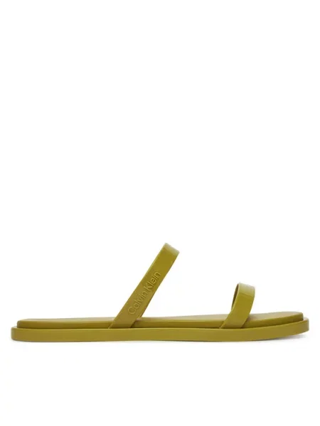 Šlepetės Calvin Klein Double Bar Slide Jelly žalia