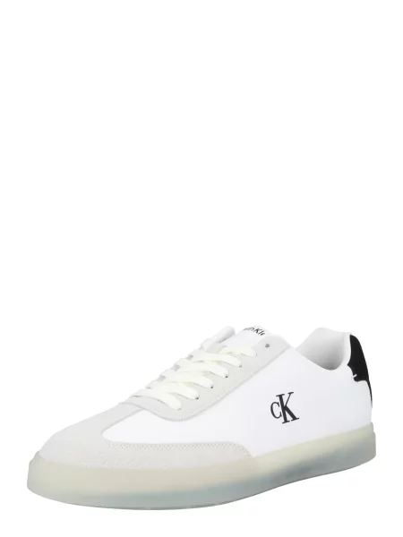 Calvin Klein Nízke tenisky svetlosivá / čierna biela