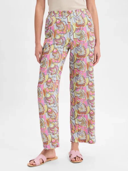 Marie Lund Letnie spodnie Kobiety wzorzysty 34 różowy