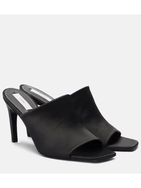 Papuci tip mules Toteme din satin negru