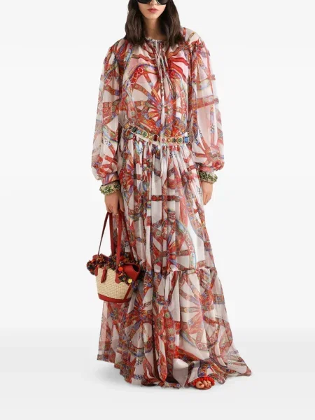 Top Dolce & Gabbana din șifon cu imagine alb