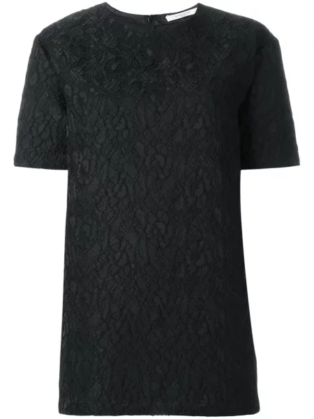 Top Givenchy cu model floral din dantelă negru