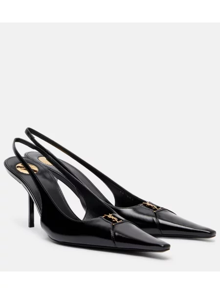 Pantofi cu toc Saint Laurent slingback negru