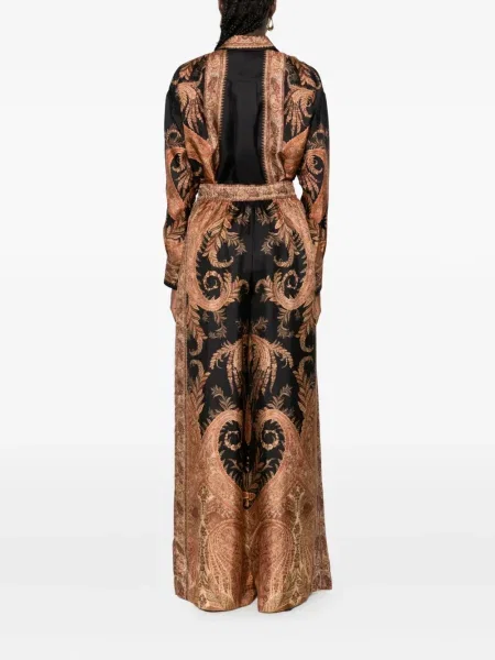 Pantaloni Zimmermann cu imagine cu model paisley negru