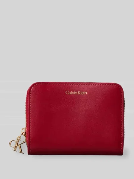 Portfel Calvin Klein Ck Medium Flap Zip Around Bordeaux Wine Universal czerwony