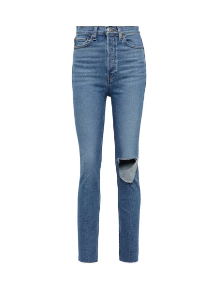 Blugi skinny Re/done cu talie înaltă albastru