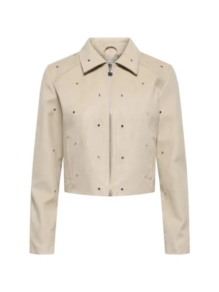 Geacă Jacqueline De Yong din piele de căprioară bej