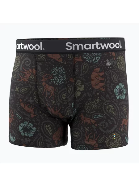 Bokserki termoaktywne Smartwool Merino Print Boxer Brief Boxed black paisley czarne