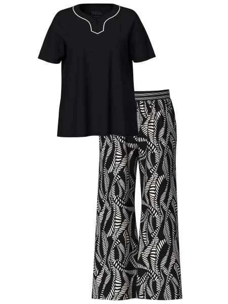 Ulla Popken Pijama negru alb