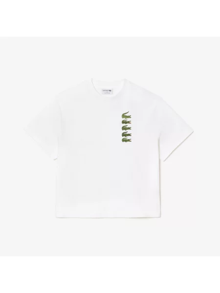 Lacoste Koszulka Oversize Iconic Croc Print biała