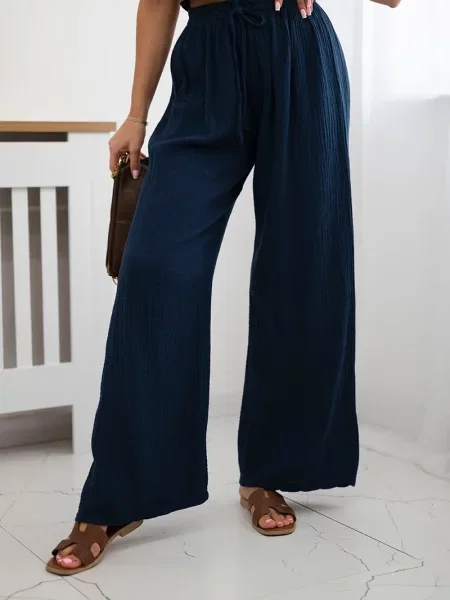 Pantaloni Kesi Włoski din muselină albastru