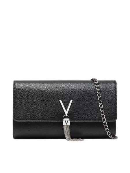 Lniana torebka crossbody Valentino czarna