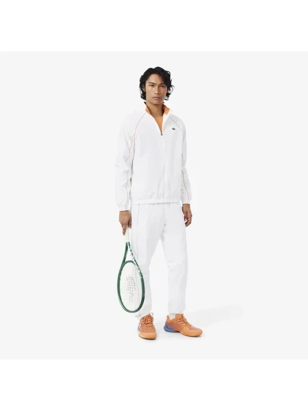 Lacoste Sportowy Dres Z Ozdobnymi Lamówkami biały