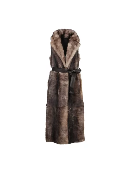 Długa kamizelka Yves Salomon brązowa