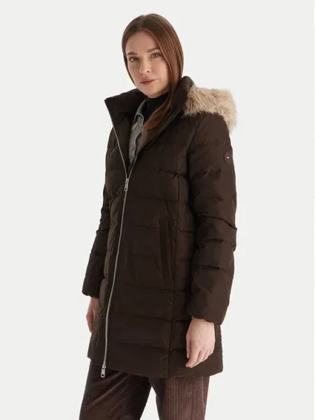 TOMMY HILFIGER Zimný kabát čokoládová hnedá