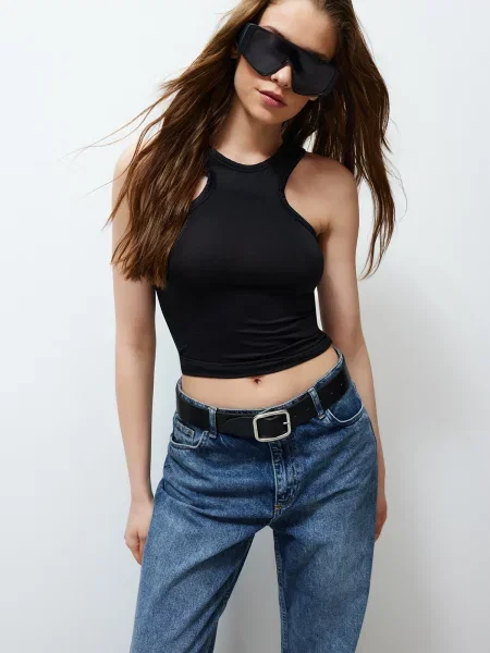 Top Trendyol tricotate cu bretele negru