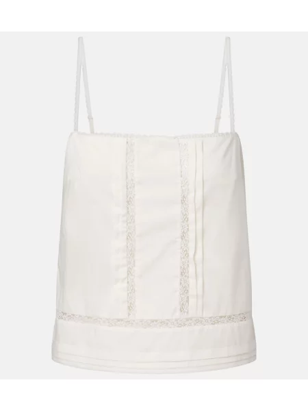 Top Staud cu broderie alb