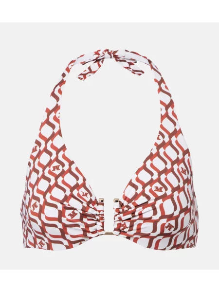 Top Max Mara cu imagine cu gât halter maro