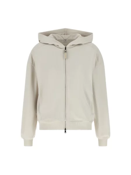 Bluza z kapturem Brunello Cucinelli z kapturem frotte beżowa