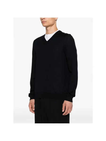 Sweter Paul Smith z dekoltem w serek niebieski