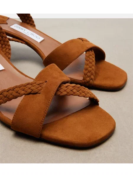 Sandale Jimmy Choo din piele de căprioară țesuți maro