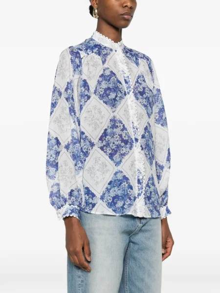 Top Twinset cu model floral cu imagine albastru