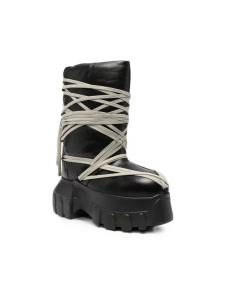 Botki Rick Owens skórzane na platformie kopertowe czarne