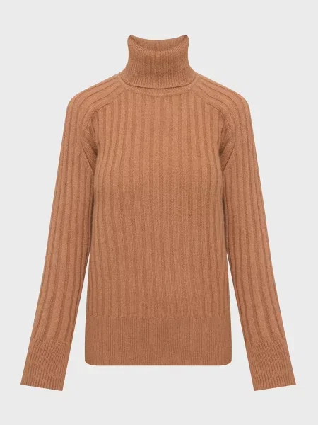 Вовняний светр Gant в рубчик коричневий