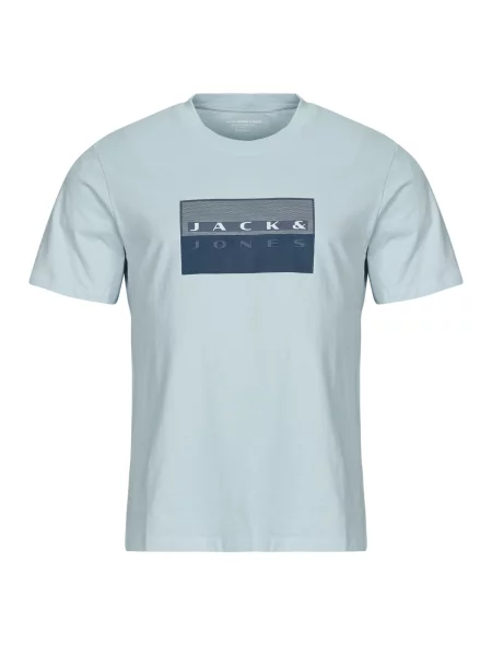 Pikčasta majica Jack & Jones s potiskom modra