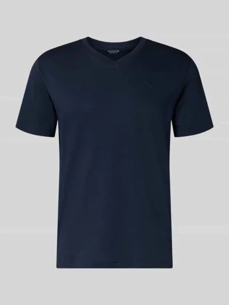 T-shirt o kroju regular fit z czystej bawełny Tom Tailor granatowa