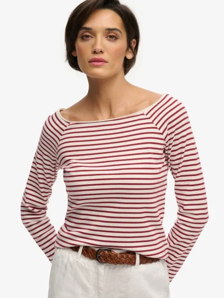 Superdry & Co Tričko Bardot červená bílá
