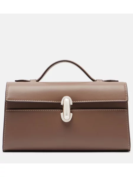 Geanta de piele Savette din piele bej