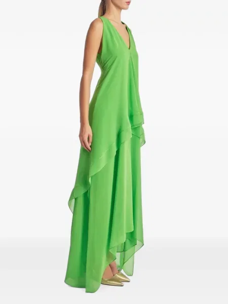 Rochie maxi Irina Schrotter asimetrică verde