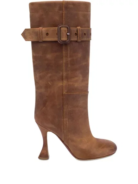 Botine Moschino din piele de căprioară biker maro