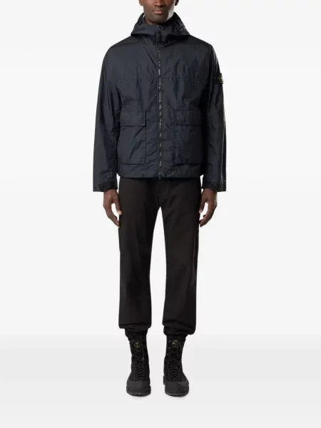 Geacă Stone Island cu glugă cu strasuri albastru