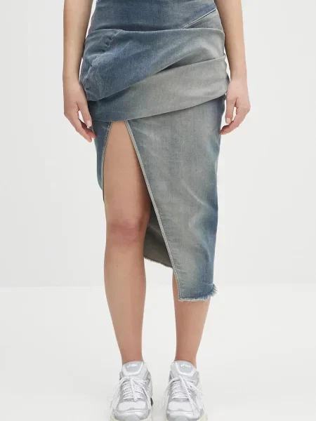Rick Owens DRKSHDW fustă jeans Low Twist Skirt midi creion