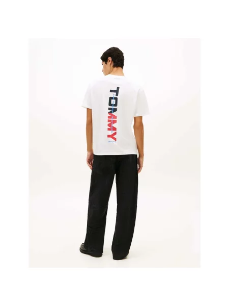 Tommy Jeans Tričko námornícka modrá / svetlomodrá / červená / biela béžová