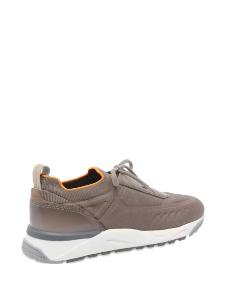 Sneakerși Santoni cu șireturi tricotate maro