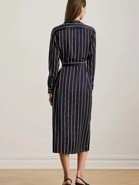 Lauren Ralph Lauren sukienka midi rozkloszowana granatowy