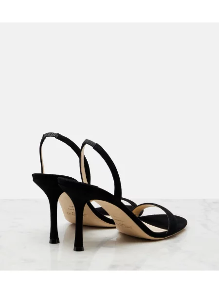 Semišové sandále Jimmy Choo s otvorenou pätou čierna