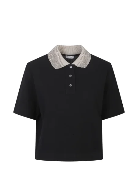 Gulerat polo Brunello Cucinelli negru