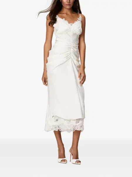 Rochie midi Norina St cu volane din dantelă alb