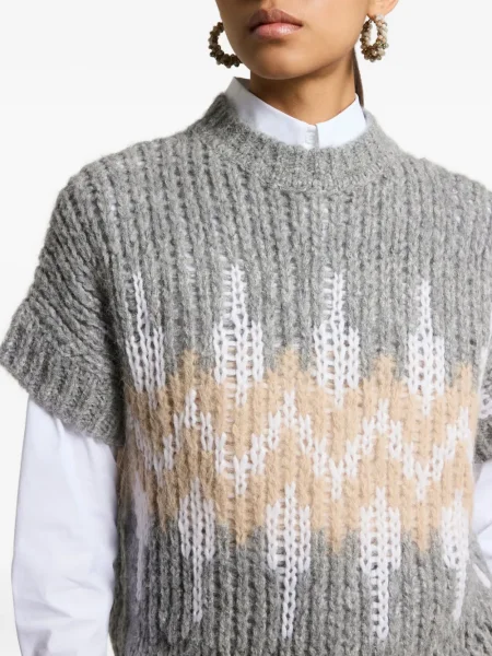 Vestă Peserico cu imprimeu geometric gri