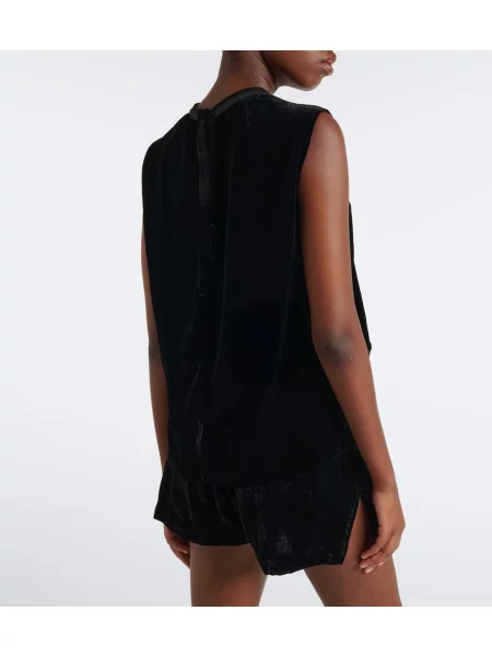 Top Rick Owens de catifea drapat negru