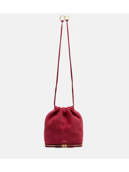 Geantă bucket Alaïa din piele de căprioară roșu