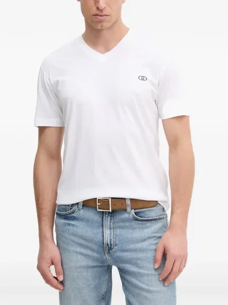 Tricou Liu Jo cu decolteu în V cu autograf alb