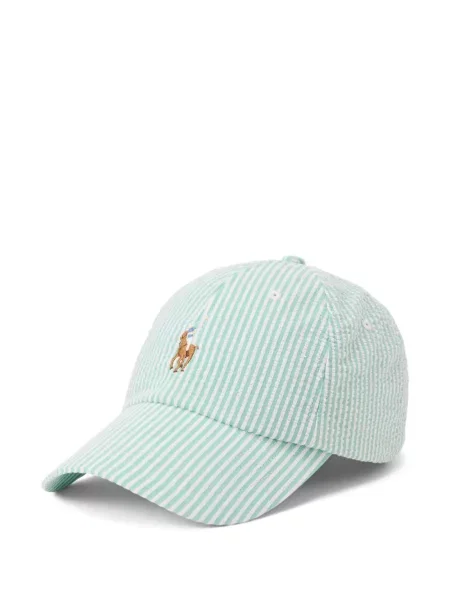 Șapcă Polo Ralph Lauren cu decolteu în V cu autograf în carouri albastru